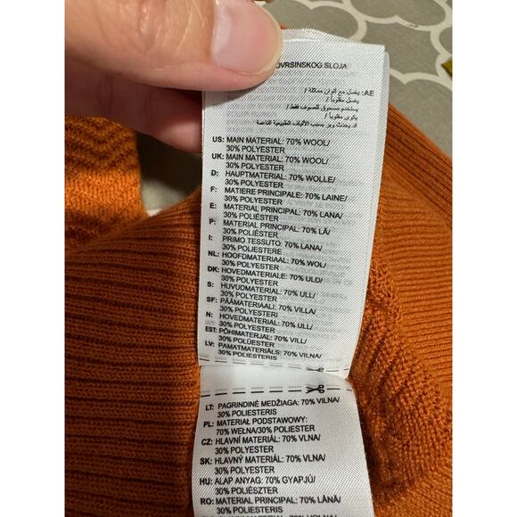 Adidas X Wales Bonner Men's Wool Knit Long Sleeve Shirt V-neck in Orange Size M - Picture 12 of 12